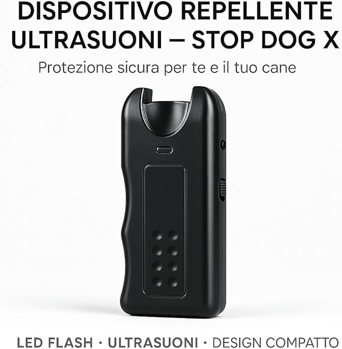 Dispositivo Repellente per Cani Aggressivi con Ultrasuoni e LED Flash, Portatile e Sicuro, Allontana Cani Minacciosi Senza Danneggiarli, Perfetto per Jogging, Passeggiate e Ciclisti 20MT