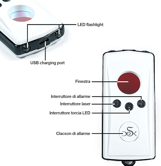 Rilevatore Portatile di Microspie E TELECAMERE occultate RAGGIO DI AZIONE 2 METRI, dispositivi di intercettazione e tracciamento in OGGETTI nascosti, wireless e cablate nascoste (TRAVEL A8)