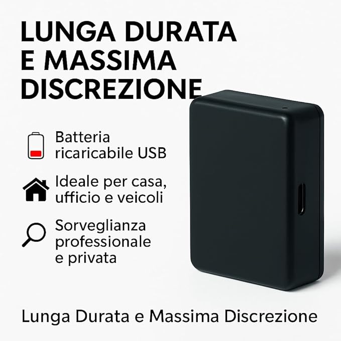 Microspia Antifurto Audio GSM – Dispositivo di Ascolto Ambientale AUDIO POTENZIATO Level 8, no GPS localizzatore, Chiamata o SMS Automatici, Ascolto LIVE a Distanza Illimitata, rete GSM (M69)