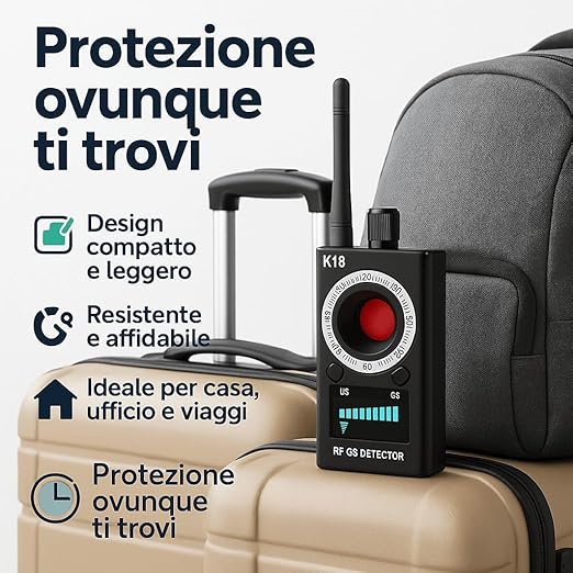 Italia - Rilevatore Microspie Professionale News Advance – Rilevamento di RF, Telecamere Spia Camere Nascoste, Microcamere Dispositivi Magnetici – Ideale Per Auto e Abitazioni (K18 2025)