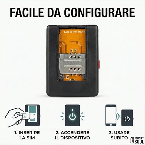 MICROSPIA AUDIO Ascolto solo LIVE e Localizzatore GMS con SIM (NON INCLUSA), Chiami e Ascolti - Controllo tramite SMS - Compatto per Monitoraggio e Antifurto per Auto e Abitazioni A8