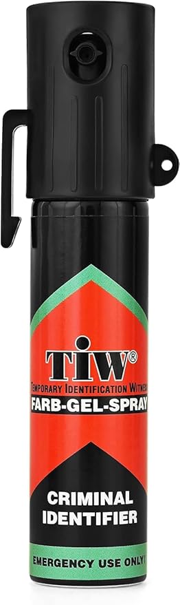 Hoernecke Tiw Farb Spray anti-aggressione in formato tascabile, in gel, da tenere in borsa, zaino o giacca, 20 ml