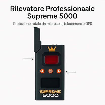 Rilevatore Professionale di Microspie, Telecamere Nascoste e GPS - Dispositivo Portatile Avanzato con Alta Sensibilità per Rilevare Segnali Wireless in Auto Uffici Casa - Supreme 5000