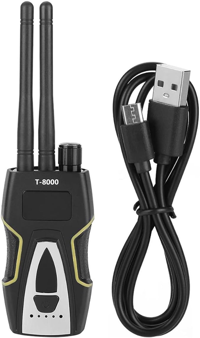 Rilevatore Microspie e Microcamere Spia – Analisi di Segnali RF, Campi Elettromagnetici e Interferenze Invisibili per Sicurezza e Privacy – Rilevamento Portatile Micro Camere (T8000)