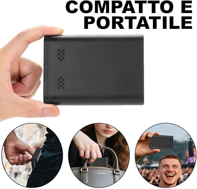 Microspia Antifurto Audio Wi-Fi con Microfono Esterno Rimovibile – Mini Registratore Magnetico – Registratore Vocale Digitale Professionale – Autonomia Fino a 12 Mesi (KANT 3000 POWER)