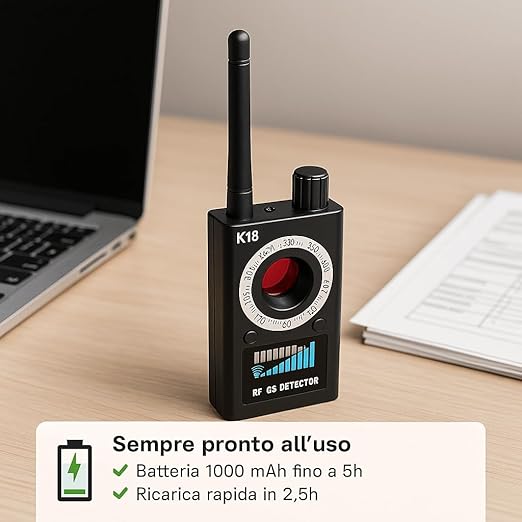 Italia - Rilevatore Microspie Professionale News Advance – Rilevamento di RF, Telecamere Spia Camere Nascoste, Microcamere Dispositivi Magnetici – Ideale Per Auto e Abitazioni (K18 2025)
