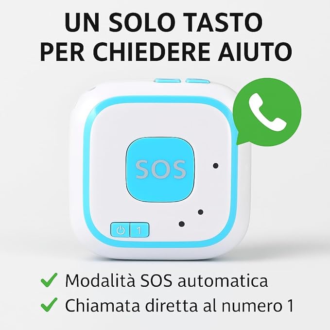 Localizzatore GPS con Chiamata SOS, Geofence e Modalità Anticaduta – Dispositivo di Sicurezza Portatile per Anziani, Bambini e Persone Fragili con App di Controllo Remoto (V30)