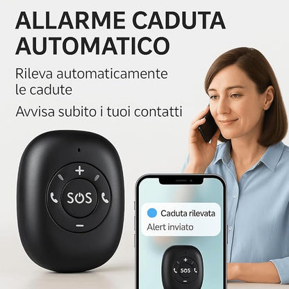 Dispositivo di Sicurezza Portatile con GPS in Tempo Reale, Chiamata SOS, Geofence e Rilevamento Caduta, Gestibile da App – Ideale per Anziani, Bambini e Persone Fragili (V50)