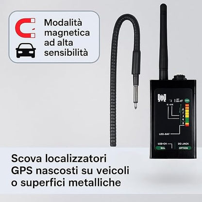 Rilevatore Microspie Professionale - Rilevamento Avanzato di Segnali Wireless, Gps,Dispositivi a Magneti – per Telecamere Spie e Microcamere – Ideale Per Case, Uffici E Veicoli (Floor 8000)
