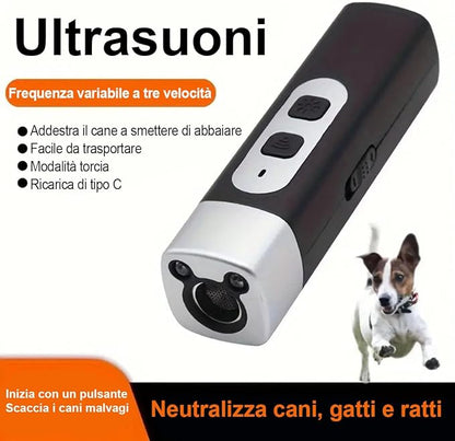Dispositivo di Protezione da Attacchi di Cani con Ultrasuoni Potenti e LED Flash | Ampio Raggio d’Azione Fino a 20m | Batteria Inclusa | Sicuro, Efficace e Portatile