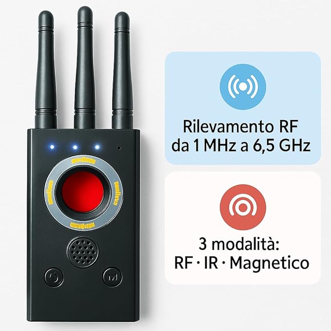 Rilevatore Microspie, Rilevatore Telecamere Nascoste e Tracker GPS, Rilevatore Anti Spia con 3 Modalità Professionale (T16 CHECK H6)