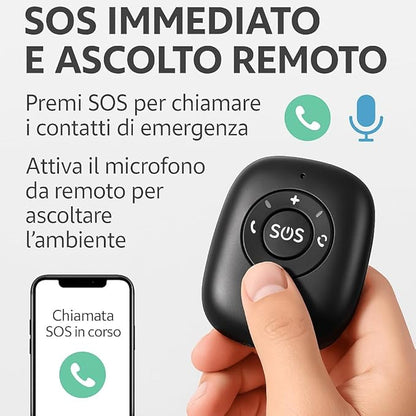 Dispositivo di Sicurezza Portatile con GPS in Tempo Reale, Chiamata SOS, Geofence e Rilevamento Caduta, Gestibile da App – Ideale per Anziani, Bambini e Persone Fragili (V50)
