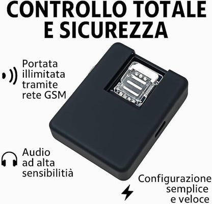 MICROSPIA AUDIO BASIC CON SIM Ascolto solo LIVE – Non è un localizzatore GPS, lo chiami e ascolti, Ideale per Monitoraggio Discreto come antifurto per auto e abitazioni (M39)