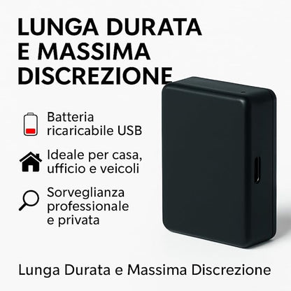Microspia Antifurto Audio GSM – Dispositivo di Ascolto Ambientale AUDIO POTENZIATO Level 8, no GPS localizzatore, Chiamata o SMS Automatici, Ascolto LIVE a Distanza Illimitata, rete GSM (M69)