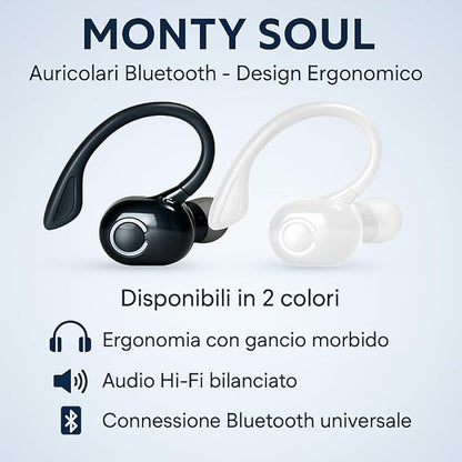 Auricolari Bluetooth Hi-Fi con Gancio Ergonomico - MontySoul