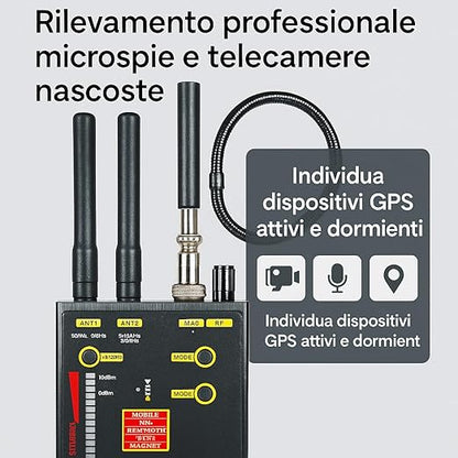 Rilevatore Professionale di Microspie, Telecamere Nascoste e GPS - Dispositivo Portatile Avanzato con Alta Sensibilità per Rilevare Segnali Wireless OCCULTATE in auto e a NOLEGGIO (BENOIR HERO 09)