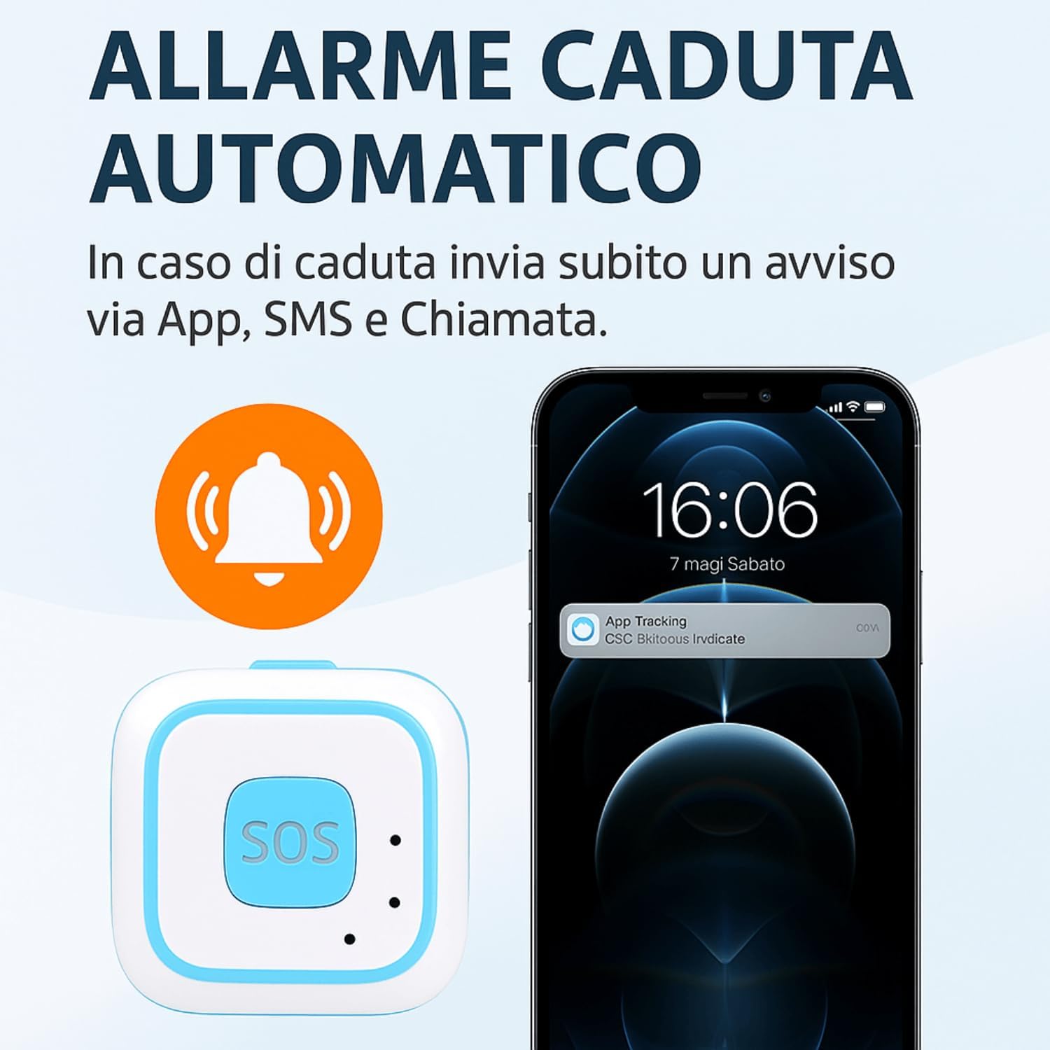 Localizzatore GPS con Chiamata SOS, Geofence e Modalità Anticaduta – Dispositivo di Sicurezza Portatile per Anziani, Bambini e Persone Fragili con App di Controllo Remoto (V30)