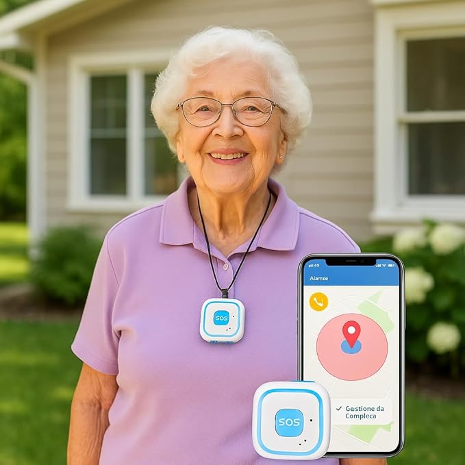 Localizzatore GPS con Chiamata SOS, Geofence e Modalità Anticaduta – Dispositivo di Sicurezza Portatile per Anziani, Bambini e Persone Fragili con App di Controllo Remoto (V30)