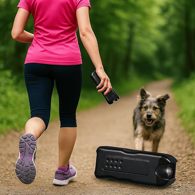 Dispositivo Repellente per Cani Aggressivi con Ultrasuoni e LED Flash, Portatile e Sicuro, Allontana Cani Minacciosi Senza Danneggiarli, Perfetto per Jogging, Passeggiate e Ciclisti 20MT