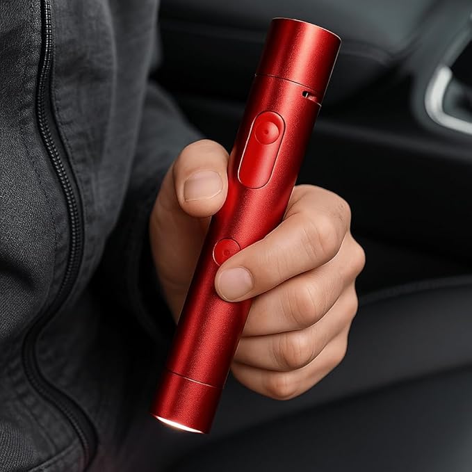 Torcia Led di Sopravvivenza Ricaricabile 3 in 1 per Autodifesa - Allarme Sonoro e Luminoso - Arco Elettrico Antivento - Per Viaggi, Campeggio ed Emergenze Varie (KACHIE) Nero (Nero) [Classe di efficienza energetica A+++]