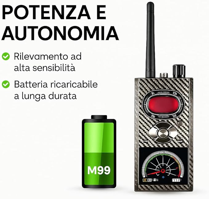 Rilevatore Professionale di microspie e telecamere occultate, Microfoni Occultati, Telecamere Invisibili e Localizzatori GPS in AUTO di tua proprietà o a NOLEGGIO, anche in Hotel e viaggi (M99)