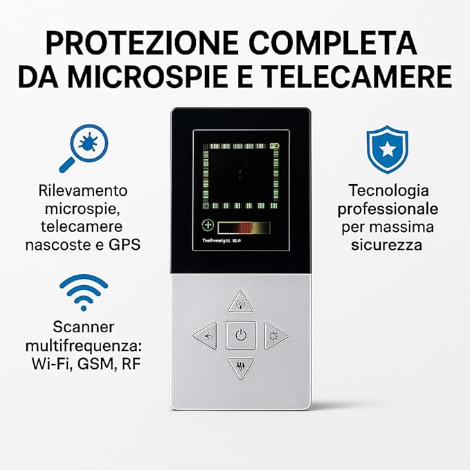RILEVATORE DI MICROSPIE E TELECAMERE NASCOSTE professionale occultate in oggetti rilevatore di GPS e localizzatori scanner WI FI GSM per CASA, UFFICIO,AUTO viaggi Hotel case vacanze modello DX88PRO