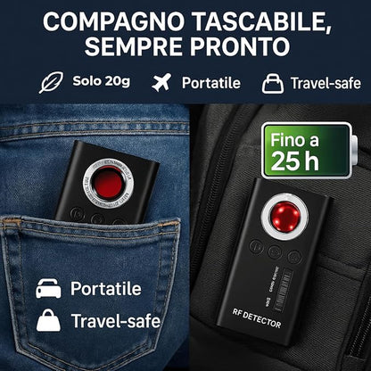 Rilevatore Microspie, Telecamere Nascoste e GPS - Rilevatore Anti-spionaggio Portatile, Perfetto per Uffici, Hotel, Case e Viaggi - Proteggi la Privacy con Tecnologia Avanzata (KAPLER 5000)