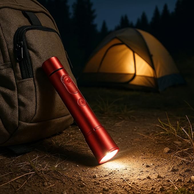 Torcia Led di Sopravvivenza Ricaricabile 3 in 1 per Autodifesa - Allarme Sonoro e Luminoso - Arco Elettrico Antivento - Per Viaggi, Campeggio ed Emergenze Varie (KACHIE) Nero (Nero) [Classe di efficienza energetica A+++]