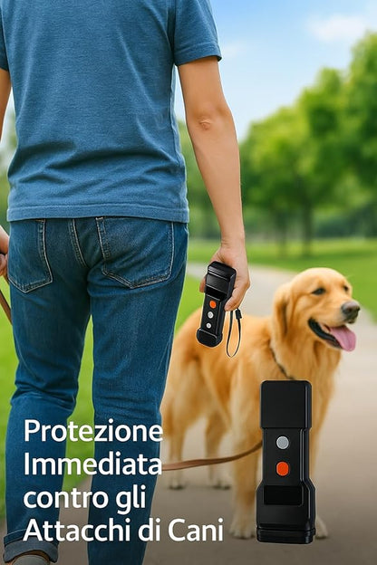 Dissuasore Repellente per Cani Aggressivi a Ultrasuoni - con LED Flash, Sicuro, Portatile e Non Dannoso per Animali – Protezione e Strumento di Addestramento – Portata 20 m