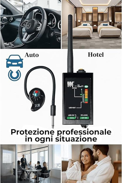 Rilevatore Microspie Professionale - Rilevamento Avanzato di Segnali Wireless, Gps,Dispositivi a Magneti – per Telecamere Spie e Microcamere – Ideale Per Case, Uffici E Veicoli (Floor 8000)