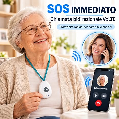 Mini Localizzatore GPS 4G LTE per Bambini e Anziani - Dispositivo Portatile con Chiamata Bidirezionale VoLTE, WiFi LBS SOS, Geofence e Monitoraggio Attività - Tracciamento Impermeabile