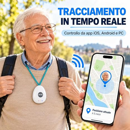 Mini Localizzatore GPS 4G LTE per Bambini e Anziani - Dispositivo Portatile con Chiamata Bidirezionale VoLTE, WiFi LBS SOS, Geofence e Monitoraggio Attività - Tracciamento Impermeabile