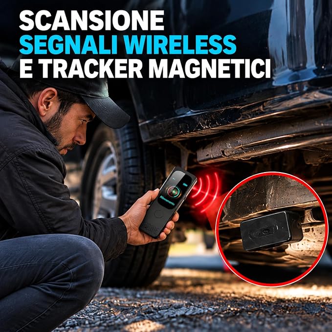 Rilevatore di Telecamere Nascoste AI 5G con Display Touch - Allarme Anti-Spionaggio per Microspie - Rilevamento GPS e Scansione a Banda Larga - Visione Notturna Precisa – Casa e Hotel (ERASER 6000)