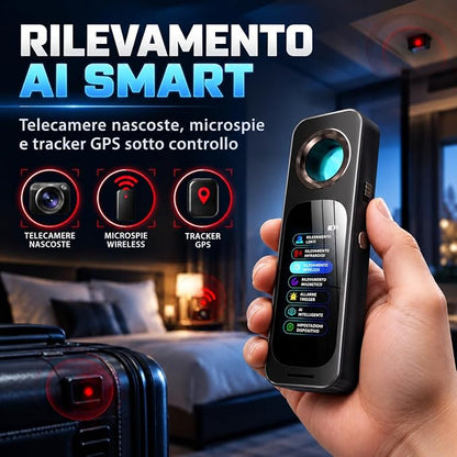 Rilevatore Intelligente Telecamere Nascoste Display OLED Touch - Anti-Spionaggio per Airbnb e Hotel - Scansione Automatica Chip AI - Rilevatore Microspie Bug e Tracker GPS (HOME 3000)