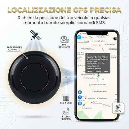 Localizzatore GPS per Auto e Moto, Posizione in Tempo Reale, Allarme SOS, Modalità Intelligente di Risparmio Energetico, Base Magnetica (GeoTrack2)
