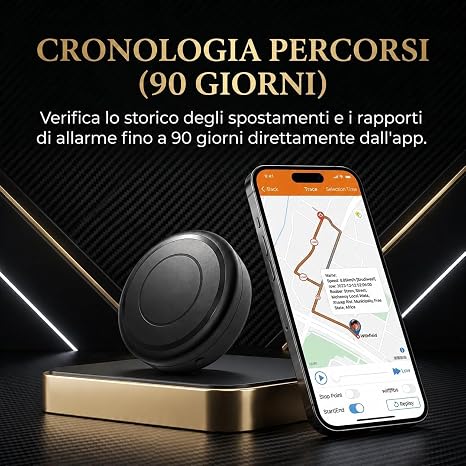 Localizzatore GPS per Auto e Moto, Posizione in Tempo Reale, Allarme SOS, Modalità Intelligente di Risparmio Energetico, Base Magnetica (GeoTrack2)