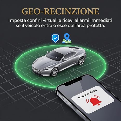Localizzatore GPS per Auto e Moto, Posizione in Tempo Reale, Allarme SOS, Modalità Intelligente di Risparmio Energetico, Base Magnetica (GeoTrack2)