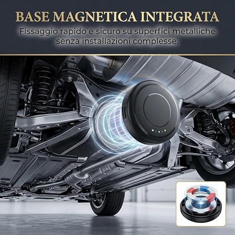 Localizzatore GPS per Auto e Moto, Posizione in Tempo Reale, Allarme SOS, Modalità Intelligente di Risparmio Energetico, Base Magnetica (GeoTrack2)