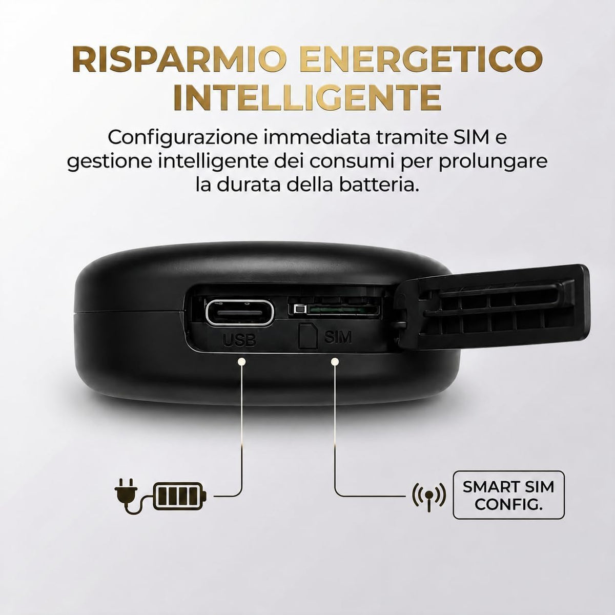 Localizzatore GPS per Auto e Moto, Posizione in Tempo Reale, Allarme SOS, Modalità Intelligente di Risparmio Energetico, Base Magnetica (GeoTrack2)